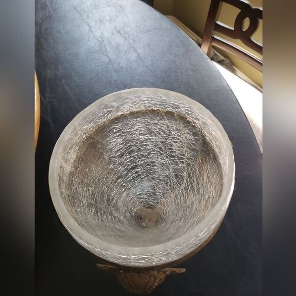 Glass Cone Bowl w/Brass Ram Footed Stand - Picture 7 of 9